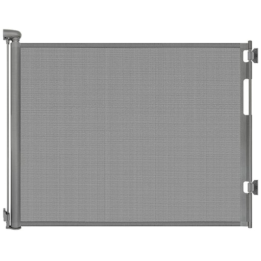 Retractable Baby Gates for Doorways, Mesh Dog Gate for Stairs, Pet Gate Indoor, Extends to 55" Wide 33" Tall, Safety Toddlers Gates for Hallways, Indoor & Outdoor Use, Gray
