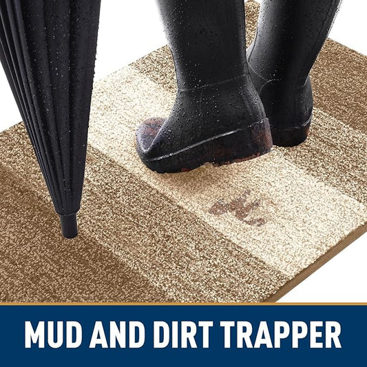 Smiry Dog Door Mat for Muddy Paws, Absorbs Moisture and Dirt, Low-Profile Entryway Mat with Non-Slip Backing, Entry Indoor Outdoor Doormat for Inside Floor (71x47 Inches, Camel, Striped)