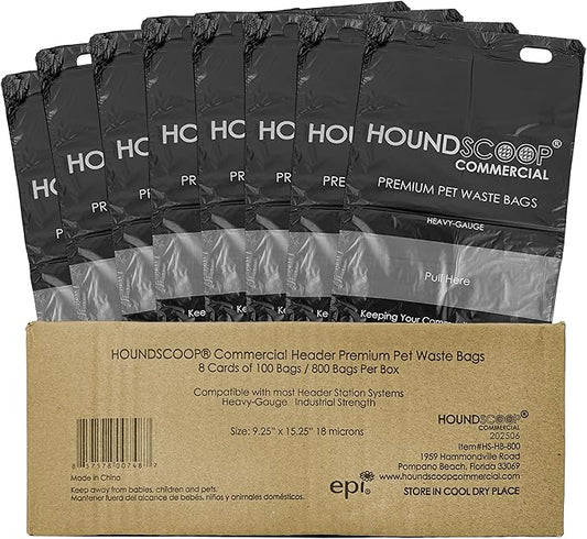 800 Count Pull-Strap Header Pet Waste Bags, 8 Header Packs of 100 Bags, Dog Waste Station Bags for HOA, Residential, XL and Strong, Easy Single Pull for Poop Station Dispensers