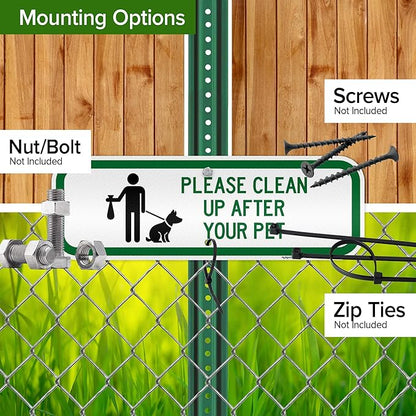 Please Clean Up After Your Pet Sign, 6x18 Inches, 3M EGP Reflective .063 Aluminum, Fade Resistant, Made in USA by My Sign Center