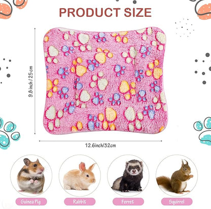 Tuanse 4 Pack Ultra Soft Dog Cat Bed Mat Small Animal Guinea Pig Bed with Cute Print Reversible Fleece Dog Crate Kennel Pad Cozy Washable Thickened Hamster Pet Beds Mat(13 x 10 Inches,Vivid Color)