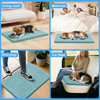 Bcoimo Super Absorbent Dog Door Mat, 36"*24" Anti Slip Mat for Muddy Paws, Pet Rugs for Dirty Paws Washable That Absorbs Moisture and Dirt, for Dog Cage and Pet Resting Carpet