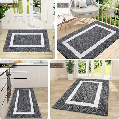 OLANLY Indoor Door Mat, 47x20, Non-Slip Absorbent Resist Dirt Entrance Mat, Washable Low-Profile Inside Entry Doormats for Entryway, Black