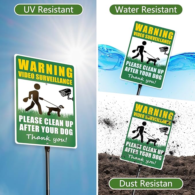 14 X 10 Inches Please Clean Up After Your Dog Metal Sign with 36 inch Heavy Duty Aluminum Stake, No Dog Poop Signs, Pick Up After Your Dog Sign, Pick Up After Your Dog Sign for Yard Lawn