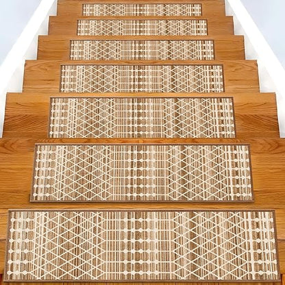 Non-Slip Carpet Stair Treads 7PCS, 8"x30" Peel and Stick Stair Runner for Wooden Steps Indoor, Washable Reusable Adhesive Backing, Pet-Friendly Safety Mats for Kids, Elders, Dogs