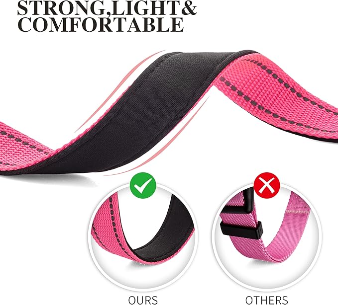 2 Pack Reflective Dog Collars for Medium Large and Small Breed Dogs Male Female,Padded Soft Durable Nylon Neoprene Collar for Puppy Dogs Girl Boy with Quick Release Safety Buckle,Pink,Purple,L