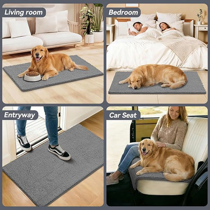 Bcoimo Super Absorbent Dog Door Mat, 48"*30" Anti Slip Mat for Muddy Paws, Pet Rugs for Dirty Paws Washable That Absorbs Moisture and Dirt, for Dog Cage and Pet Resting Carpet