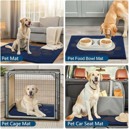Buganda Dog Door Mat for Muddy Paws, Absorbent Dirt Trapper Washable Indoor Doormats, Non Slip Low-Profile Mud Mat for Dogs, Front Entrance Doormat for Inside Floor (36x24 Inches, Navy)