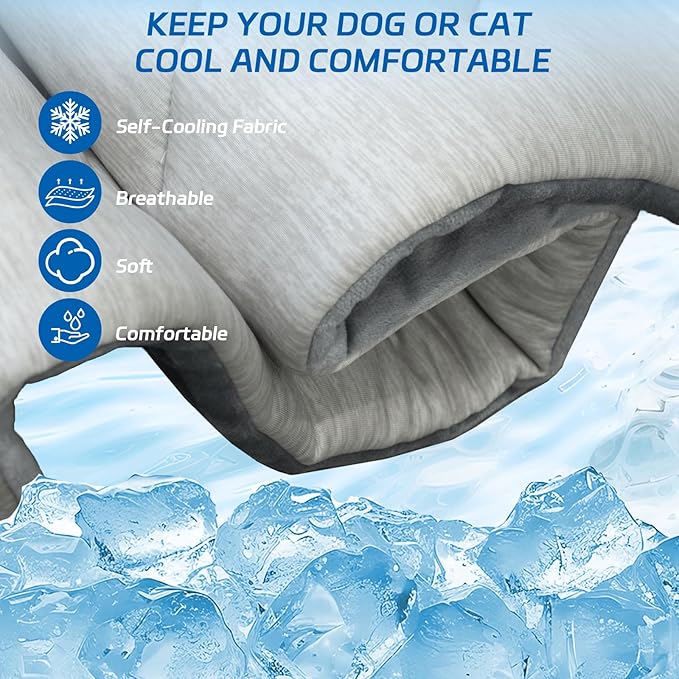 Dog Cooling Mat Self Coolings Foldable Cooling Pad for Dog in Summer Coolings Mat for Dogs and Cats Machine Washable (Rectangle,Gray, Large-48 L x 28" W)