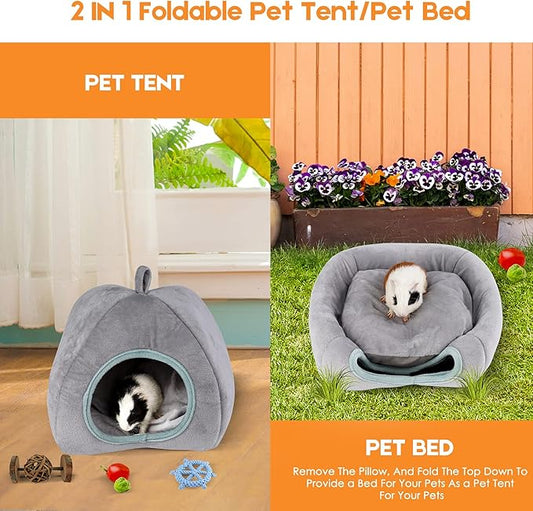 Guinea Pig Hideout - Guinea Pig Bed, Bunny Hideout, Rabbit Bed, Ideal Bed for Small Pets, Gray