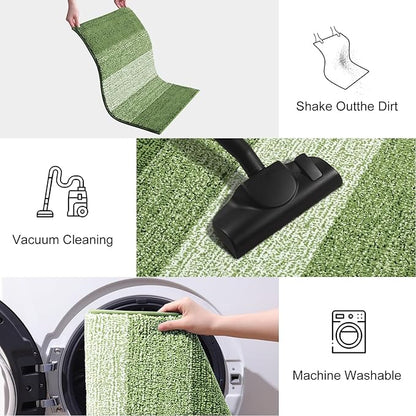Smiry Dog Door Mat for Muddy Paws, Absorbs Moisture and Dirt, Low-Profile Entryway Mat with Non-Slip Backing, Entry Indoor Outdoor Doormat for Inside Floor (30x20 Inches, Green, Striped)