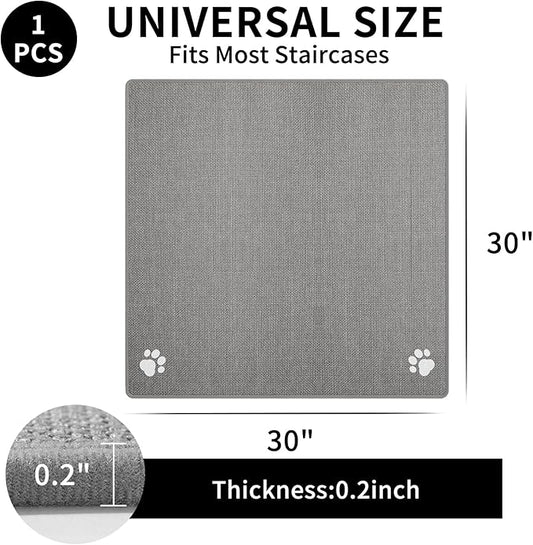 Square Stair Treads Non Slip Indoor 1PCS, Rubber Backing Stair Runner Rugs for Wooden Steps, Residue Free Stair Carpet Treads for Kids Elders Pets, Machine Washable Stair Mats, Gray, 30" x 30"