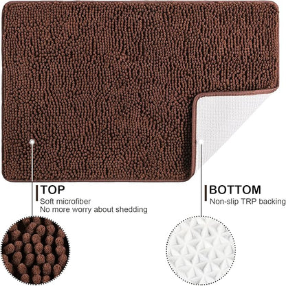 AROGAN Indoor Doormat, Front Door Mat 48"x30" Absorbent Rubber Backing Non Slip Door Mats, Machine Washable Chenille Door Mat for Muddy Shoes and Dog Paws Low Profile Rugs for Entryway, Coffee