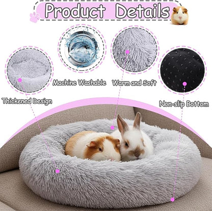 Bunny Bed Rabbit Hideout Soft & Comfortable Small Animal Bedding Thickened and Warm Winter Guinea Pig Beds for Dwarf Rabbits Chinchillas Hamsters Hedgehogs Ferrets Light Grey