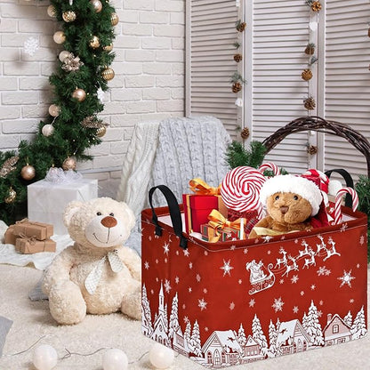 Christmas Basket Box Hamper Storage Basket Collapsible Organizer Bin Gift Shelf Baskets for Home and Kitchen Storage