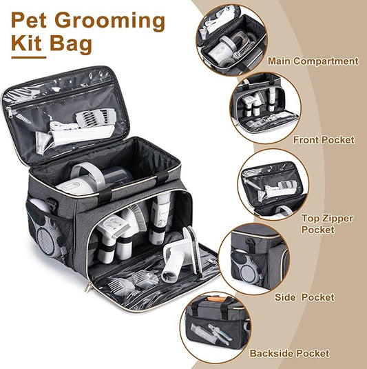 Dog Grooming Vacuum Bag, Pet Grooming Kit Bag Perfect for Dog Hair Vacuum & Grooming Tool Kit Accessories- Grey