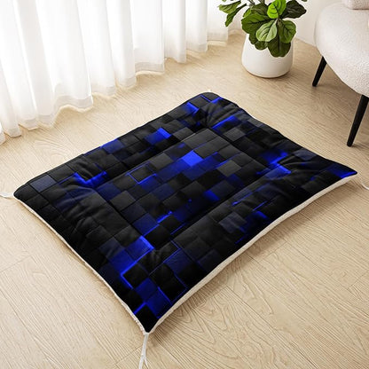 Dog Cat Bed Mat Ultra Soft Fluffy Pet Bed Washable Fashion Dog Crate Beds Comfy Comfy Pet Sleeping Pad Suitable for Pet Raised Bed(30"x26",Blue Black)