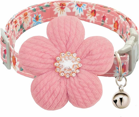 Large Dog Collar with Flower, Dog Collars for Large Dogs Collar for Girl Cute Dog Collar with Bell, Adjustable Length