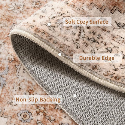 Ciicool Washable Runner Rug, 2x6ft Kitchen Non-Slip Vintage Rugs Carpet Rug Runners for Hallways Bedroom Kitchen Laundry Room Bathroom Decor