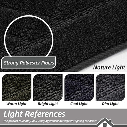 BEQHAUSE Dirt Trapper Door Mat 24" x 60", Doormat Non-Slip Entryway Rugs Washable, Dog Door Mat Stain Resistant and Absorbent Welcome Floor Mat for Front Back Door, Mud Wet Shoes & Paws, Black