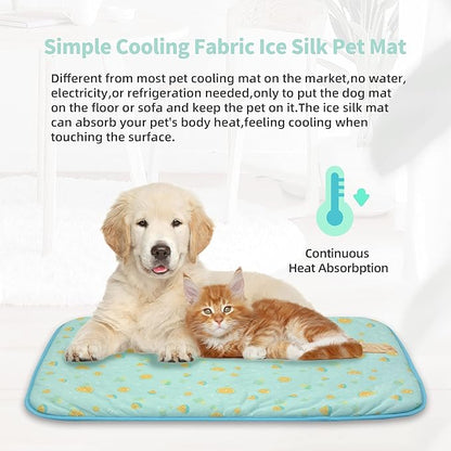 NWK Pet Cooling Mat -39’’ X 27’’ Ice Silk Cooling Mat for Dogs & Cats Portable & Washable Pet Cooling Blanket, Car Seats, Beds for Summer (Green Fruit, Large)
