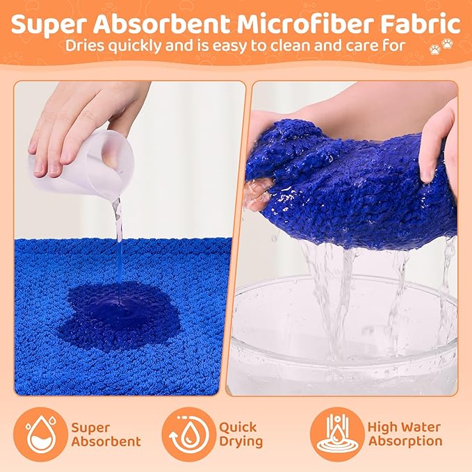 SlowTon Dog Bathrobe Towel - Super Absorbent Microfiber Pet Quick Drying Towel, Wearable Soft Bath Robes for After Bath Shower Swim Wet Walk, Adjustable for Small Middle Large Dogs (Blue, M)