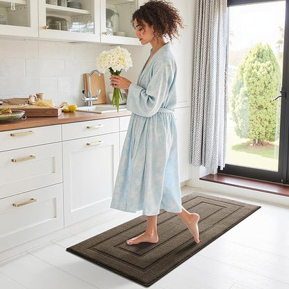 GRANNY SAYS Kitchen Mats for Floor Resist Dirt Kitchen Rugs Non Slip Washable, Long Rug Runner for Sink Laundry Thick Durable Polypropylene Comfort Standing, 47" x 20", Light Brown