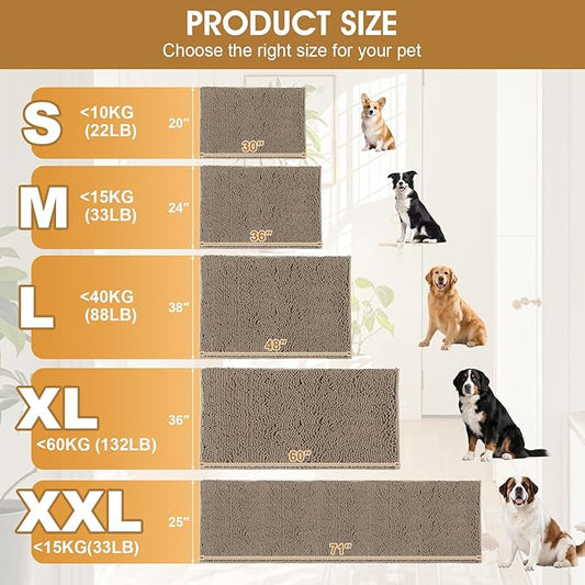 IM HOME Dog Door Mats for Muddy Paws, 30" X 20" Chenille Absorbent Doormat, Non Slip Heavy Dog Rugs for Muddy Paws, Soft Indoor Door Mat for Entryway, Mud Paw, Inside Floor, Beige