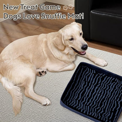 Snuffle Mat for Dogs, Dog Puzzle Mat, Interactive Dog Toys for Enrichment,Sniff Mats with Non-Slip Backing,Portable Design Easy to Store (Navy, 14" X 12"-Portable)