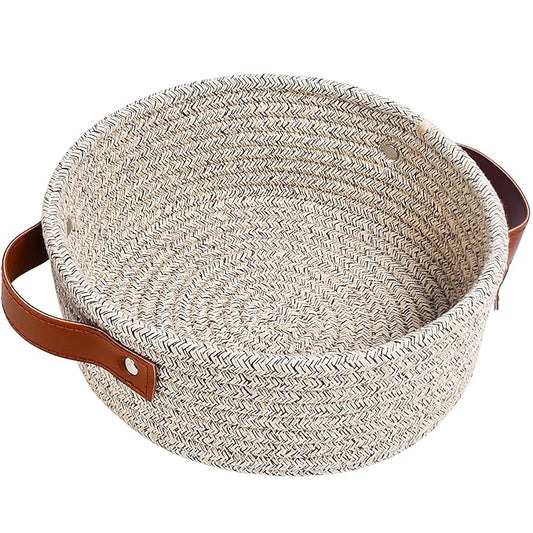 ABenkle Small Storage Basket, Mini Cotton Rope Storage Bin, Cute Tiny Shelf Baskets, Boho Decorative Toy Organizer for Nursery, Spa, Empty Gift Basket - XS, Mixed Brown