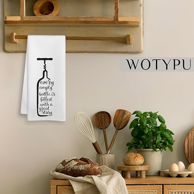 Funny Wine Kitchen Towels, Wine Lover Gifts Dish Tea Towels for Dining Room, Hostess Gifts for Women Decorative Hand Towel, Funny Kitchen Decor, 16x24 Inch