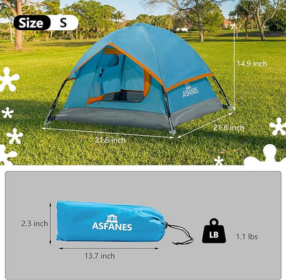 Outdoor Waterproof Pet Camping Tent, Cave Bed for Indoor Cats and Small Dogs, Portable Cat House Dog House, 21.6x21.6x14.9'', Blue, S.