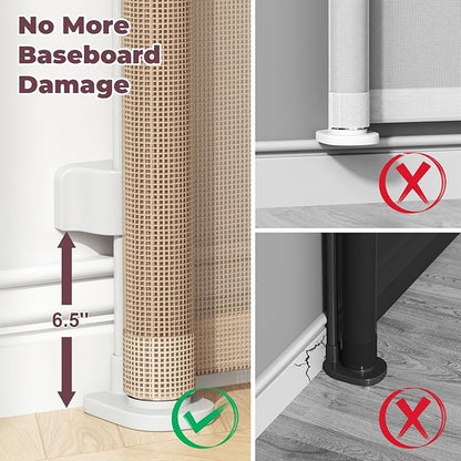 76" Retractable Baby Gates Extra Wide, Mesh Long Dog Gate for Wide Openings, Indoor Outdoor Stair Gate for Doorways Hallways Deck Porch, Child Pet Safety Essentials for Home, Beige