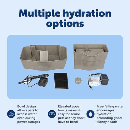 PetSafe Drinkwell Multi-Tier Pet Fountain - Encourages Hydration for Cats & Dogs - Large-Capacity Waterer - Double Tier - Filtered Fountain with Carbon Filter - 100 oz Water Capacity