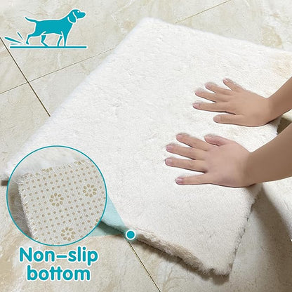 Dog Bed Mat Crate Pads for Dog Cages 30x21 Inch Washable Anti-Slip Dog Kennel Pad Soft Small Puppy Cage Cushion Liner, Beige