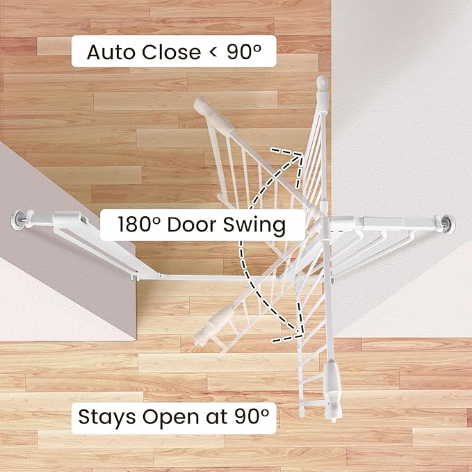 BalanceFrom Easy Walk-Thru Baby and Pet Safety Gate with Hold-Open and Auto-Close – Adjustable Steel Barrier for Stairs, Doorways, and Hallways, No Drilling Installation