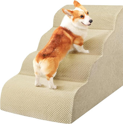 Dog Stairs for Small Dogs, High Density Foam Dog Steps, Extra Wide Non-Slip Pet Ramp for High Beds Or Couch, Soft Doggie Ladder for Dogs Injured, Older Pets, Small Cats