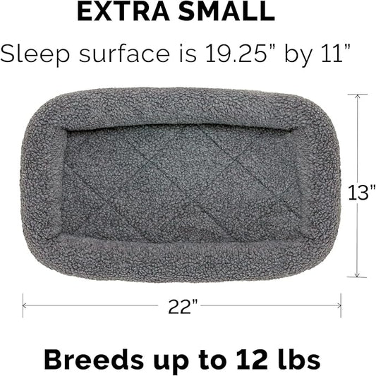 Furhaven Dog Bed for Extra Small Dogs & Indoor Cats, 100% Washable, Sized to Fit Crates - Sherpa Fleece Bolster Crate Pad - Gray, Extra Small (Pack of 2)