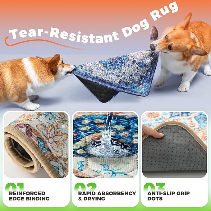 Hompet Reusable Pee Pads for Dogs, Non-Slip Washable Potty Pads for Floor 18x28 Inch Cream 2Pack
