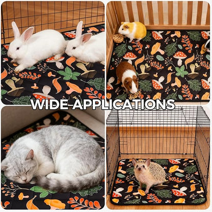 Homimp 4 Pcs Guinea Pig Pee Pads,Self Heating Guinea Pig Bed Pads for Winter Keep Warm,Washable&Anti Slip Small Animal Beds for Indoor Rabbit Hamster Squirrel Hedgehog Chinchilla Ferret,Black 12"x12"