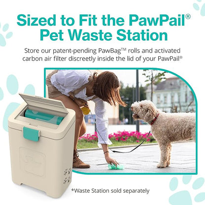 PawPail Scented Dog Poop Bags Refill with Carbon Filter - 1 Roll of 200 Standard Size Dog Waste Bags with Poop Filter - Mild Floral Scent, Leakproof, & Durable - For Pet Waste Station