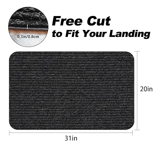 Stair Treads for Wooden Steps Carpet, Non-Slip Stair Runner Indoor Outdoor Stair Tread Mats Covers Pads, 19" x 31"Matching Landing Step Runner for Elders, Kids and Dogs (19" x 31", Black)