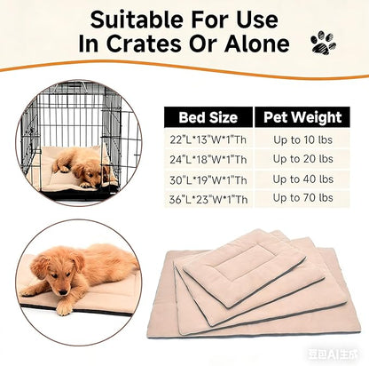 Dog Bed Crate Pad 24" L x 18" W Kennel Pad Machine Washable Entire Dog Crate Beds Double Sided Pet Mat