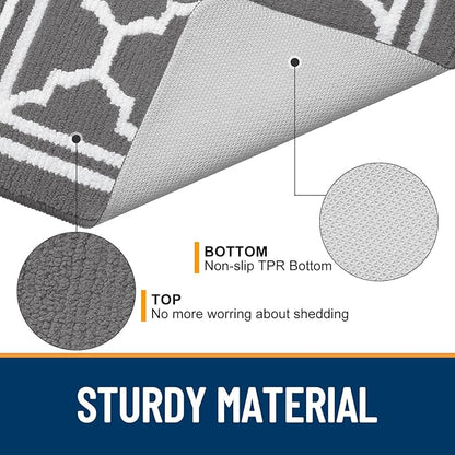 Buganda Large Indoor Door Mat, Dirt-Resistant and Absorbent Doormat, Washable, Low Profile Floor Mats for Inside Entryway, Front, and Back Door Entrance (59x35 Inches, Grey)