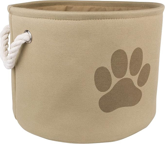 Bone Dry Pet Storage Collection Collapsible Bin, Small Round, Taupe