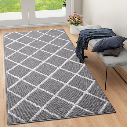 Finchitty Large Indoor Door Mat, Non-Slip Absorbent Resist Dirt Entrance Mat, Easy to Clean Mats for Entryway, Low-Profile Inside Floor Doormat, 59" x 35", Grey
