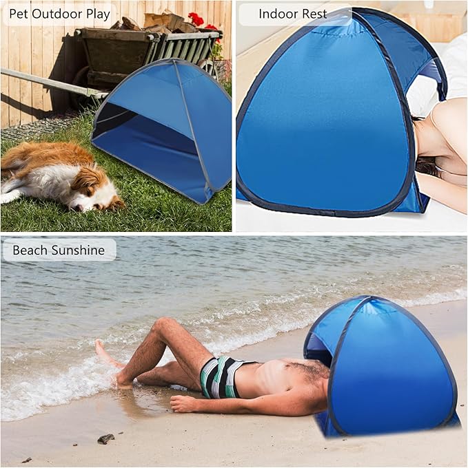 1pcs Pop Up Dog Cat Camping Tent, Blue Outdoor Play House Portable Sun Shelter Pet Tent for Dogs Cats Puppy Kitty Other Small Animals, L