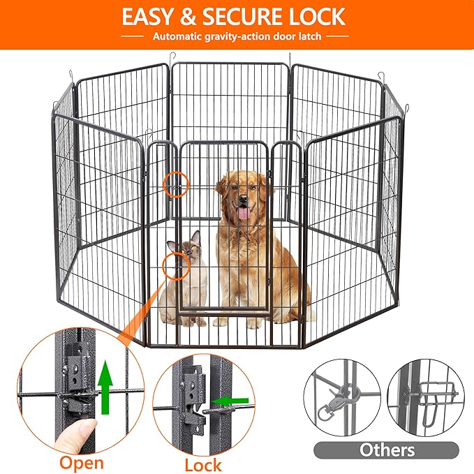 ZENY Dog Playpen 40Inch 8 Panels, Heavy Duty Pet Dog Pen Indoor, Metal Dog Fence with Doors, Foldable Animal Outdoor Exercise Pen for Yard, RV, Camping