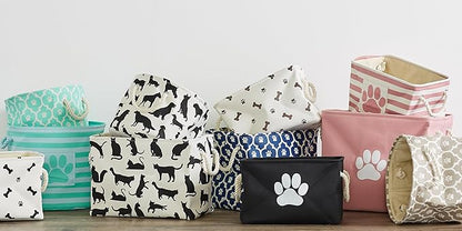 Bone Dry Pet Storage Collection Lattice Paw Print, Aqua, Medium Rectangle