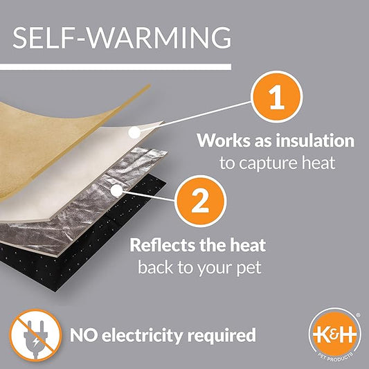 K&H Pet Products Self-Warming Crate Pad, Warming Dog Bed, Machine Washable Dog Mat, Gray X-Small 14 X 22 Inches (Pack of 2)